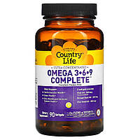 Жирные кислоты Country Life Omega 3-6-9 Complete, 90 капсул