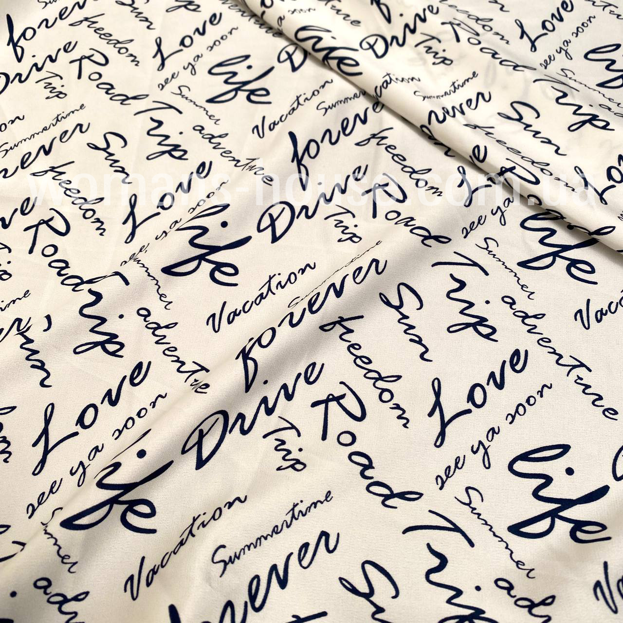 Шовк Армані принт Написи на молочному, фото 1