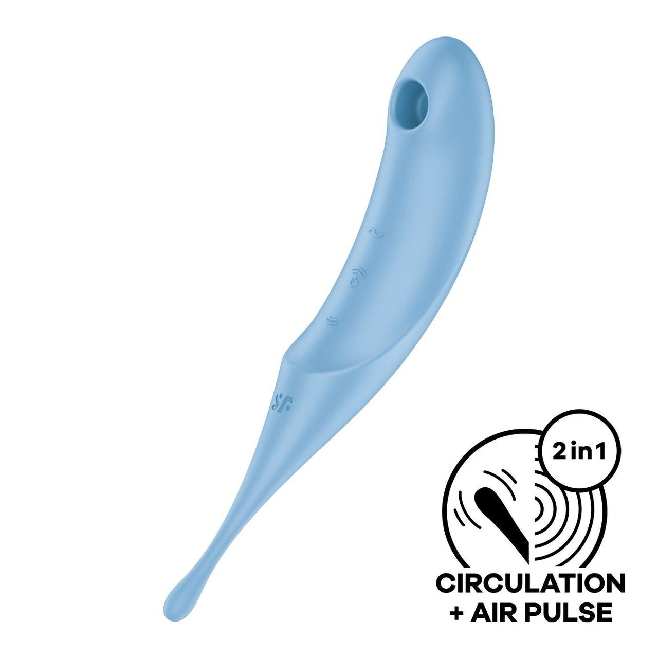 Вібратор для клітора з вакуумною стимуляцією Satisfyer Twirling Pro Blue, фото 1