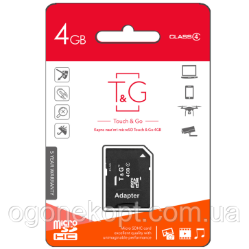 T&G microSDHC 4GB class 4 (з адаптером)