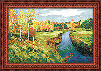 Пейзаж «Золотая осень», И. Левитан Набор для вышивания крестом с мулине Чарівниця BS-39