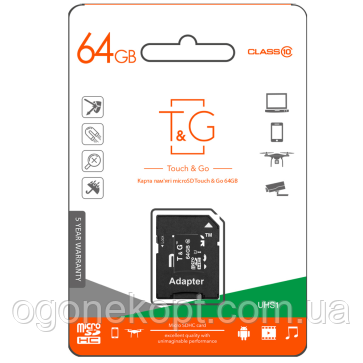 T&G microSDHC 64GB UHS-1 class10 (з адаптером)