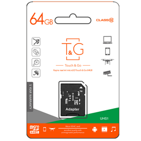 T&G microSDHC 64GB UHS-1 class10 (з адаптером)