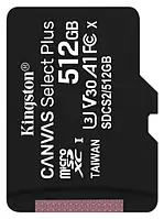 У нас: Карта пам'яті microSDXC KINGSTON Canvas Select Plus 512GB Class 10 UHS-I A1 W-80MB/s R-100MB/s