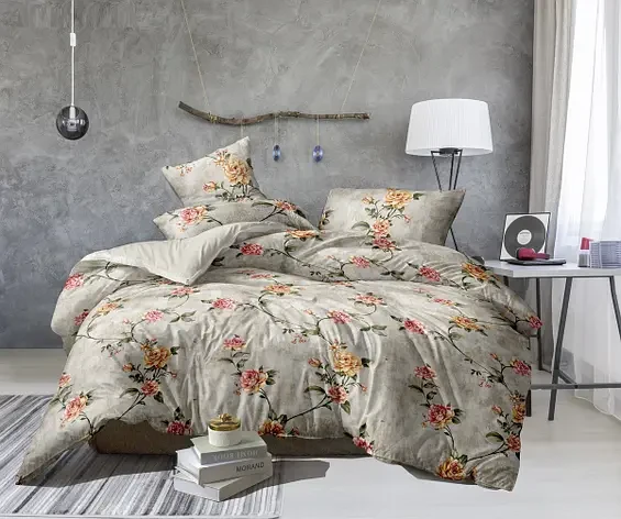 Полуторний комплект постільної білизни 150х220 Бязь бавовна поліестер (20745) Сучасна постільна білизна, фото 1