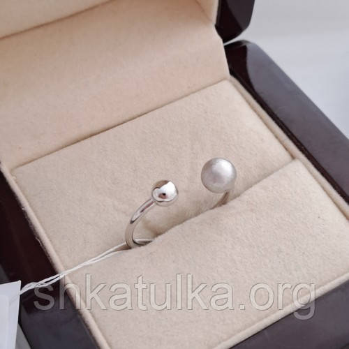 Каблучка срібна тоненька незамкнена з кульками без камінців