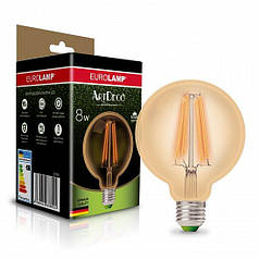 LED-лампа Eurolamp філамент (filament) G95 8W E27 2700K (deco) LED-G95-08273(Amber)