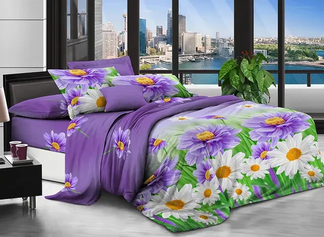 Постільний комплект двоспальний 180*220 Бязь Економ бавовна поліестер (20771) Сучасна постільна білизна, фото 1