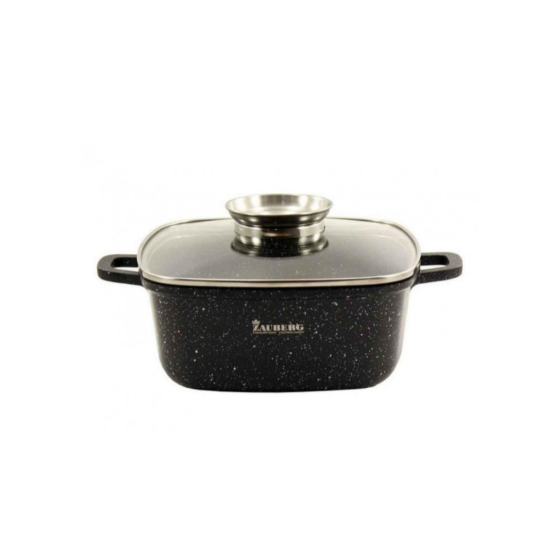 Каструля квадратна 4.4 л Zauberg Мармур чорна ZB-1224-BL