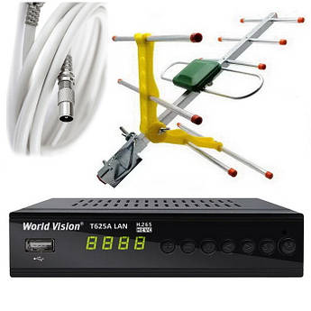 Комплект Т2 World Vision T625A LAN + антена Eurosky ES-003 + кабель 10м з роз'ємами