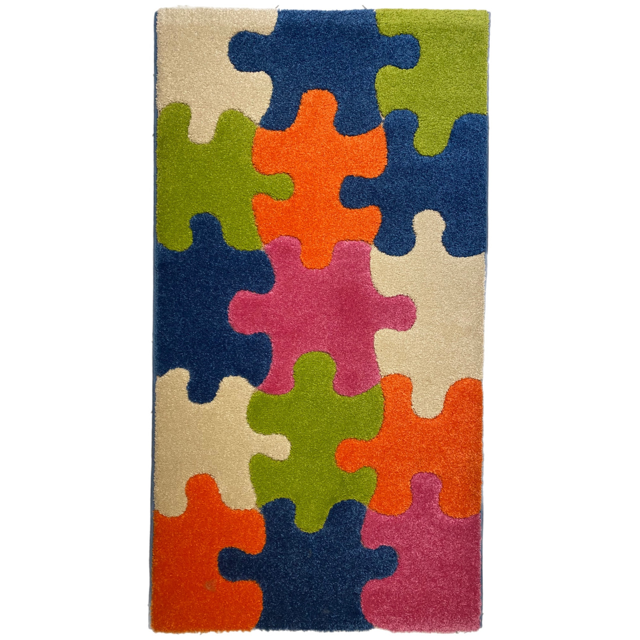 80 x 150 см Килим Fulya 8c10a blue кольорові пазли в дитячу кімнату, фото 1