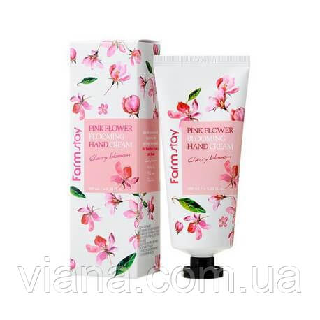 Крем для рук екстрактом кольору вишні FarmStay Pink Flower Blooming Hand Cream Cherry Blossom 100 мл