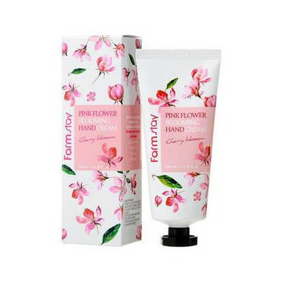 Крем для рук екстрактом кольору вишні FarmStay Pink Flower Blooming Hand Cream Cherry Blossom 100 мл
