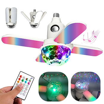 Дисколампа 40Вт, WO-11, в патрон Е27 / Музичний дискошар з блютуз, світломузикою та пультом ДУ для вечірок