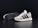 Чоловічі замшеві кросівки Adidas білі з бежевим кросівки текстиль, фото 6