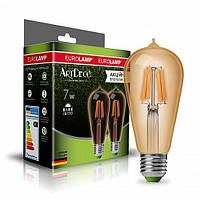 Мультипак Eurolamp "1+1" LED лампа филамент (filament) ST64 7W E27 4000K MLP-LED-ST64-07274(Amber)