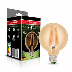 LED-лампа Eurolamp філамент (filament) G95 8W E27 4000K (deco) LED-G95-08274(Amber)
