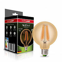 LED лампа Eurolamp филамент (filament) G95 12W E27 4000K (deco) LED-G95-12274(Amber)