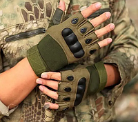 Тактические перчатки короткопалые Eagle Армейские С жесткими костяшками размер L