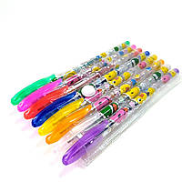 Набір гелевих ручок з блиском 8 кольорів | набір кольорових ручок | кольорові ручки з глітером |