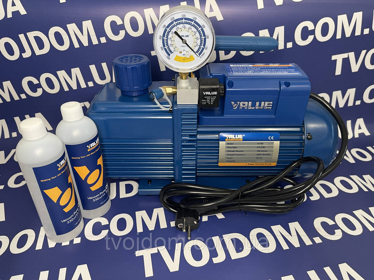 Вакуумний насос VALUE  VI-180 SV (одноступiнчастий 198 л./хв.)