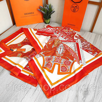 Хустка H.e.r.m.e.s шовкова з ручною підшивкою, фото 3