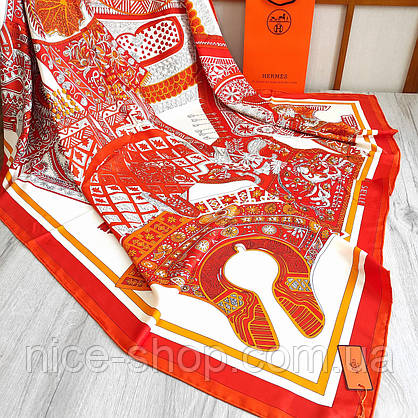 Хустка H.e.r.m.e.s шовкова з ручною підшивкою, фото 2