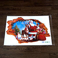 Интерьерная наклейка 3D Санта Клаус и Рудольф