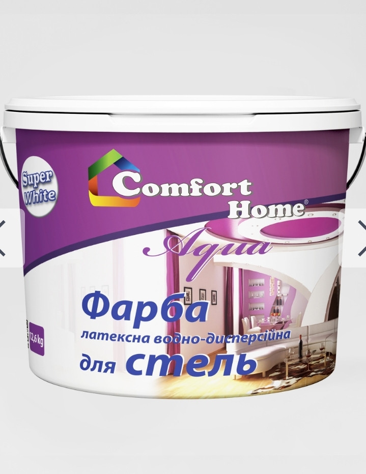 AQUA фарба латексна водно-дисперсійна для стель та стін ТМ Comfort Home 4кг