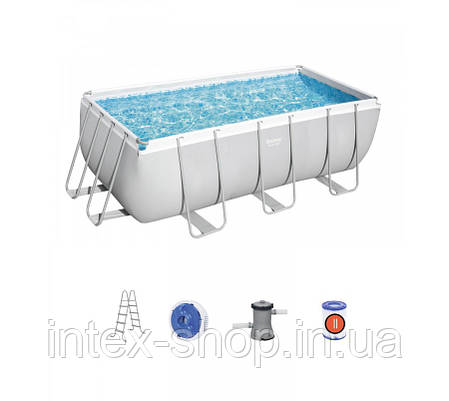 Каркасний басейн Bestway 56456 (412х201х122 см) (Картріджний фільтр-насос 2006 л/год, драбина, дозатор), фото 1