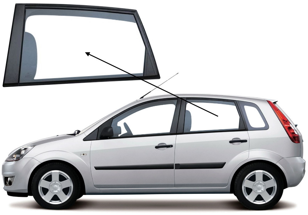 Бічне скло Ford Fiesta 2002-2008 5d задніх дверей ліве