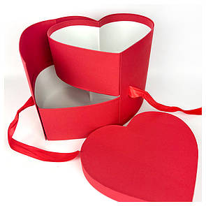 Коробка Серце 2-ярусна подарункова 26*23*21 см — червона