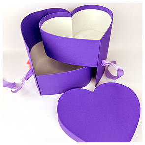 Коробка Серце 2-ярусна подарункова 26*23*21 см фіолетова