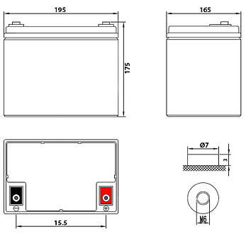 Гелева (GEL) акумуляторна батарея NPP 12V 38Ah (456W*h), фото 3