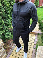 Костюм мужской хлопок , Молодежные Спортивные Костюмы , Мужской спортивный костюм для прогулок Серый с черным