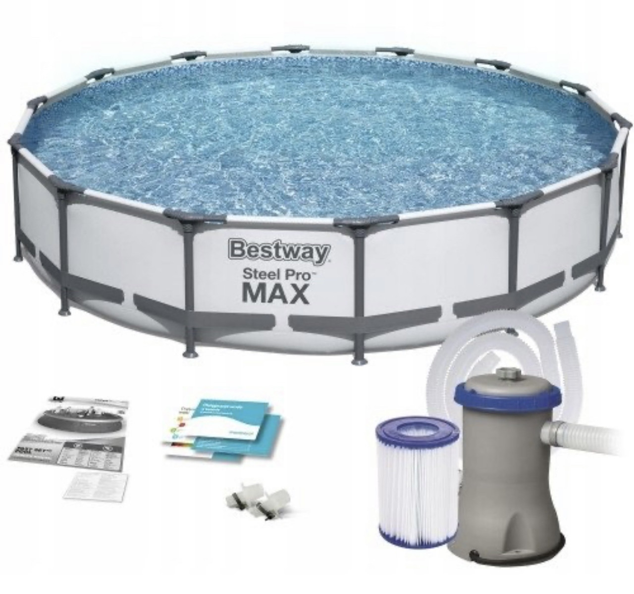 Каркасний басейн Bestway Steel Pro Max 56416, 366х76 см 9в1 6473 л, фільтр-насос (1250 л/год) Польща