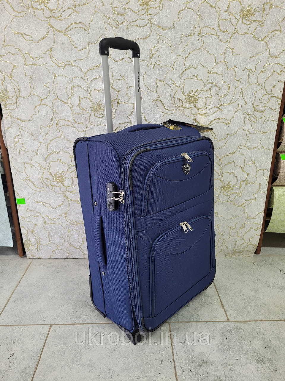 Тканинна валіза Wings 6802 велика (L) темно-синя 74×48×30см. 97л