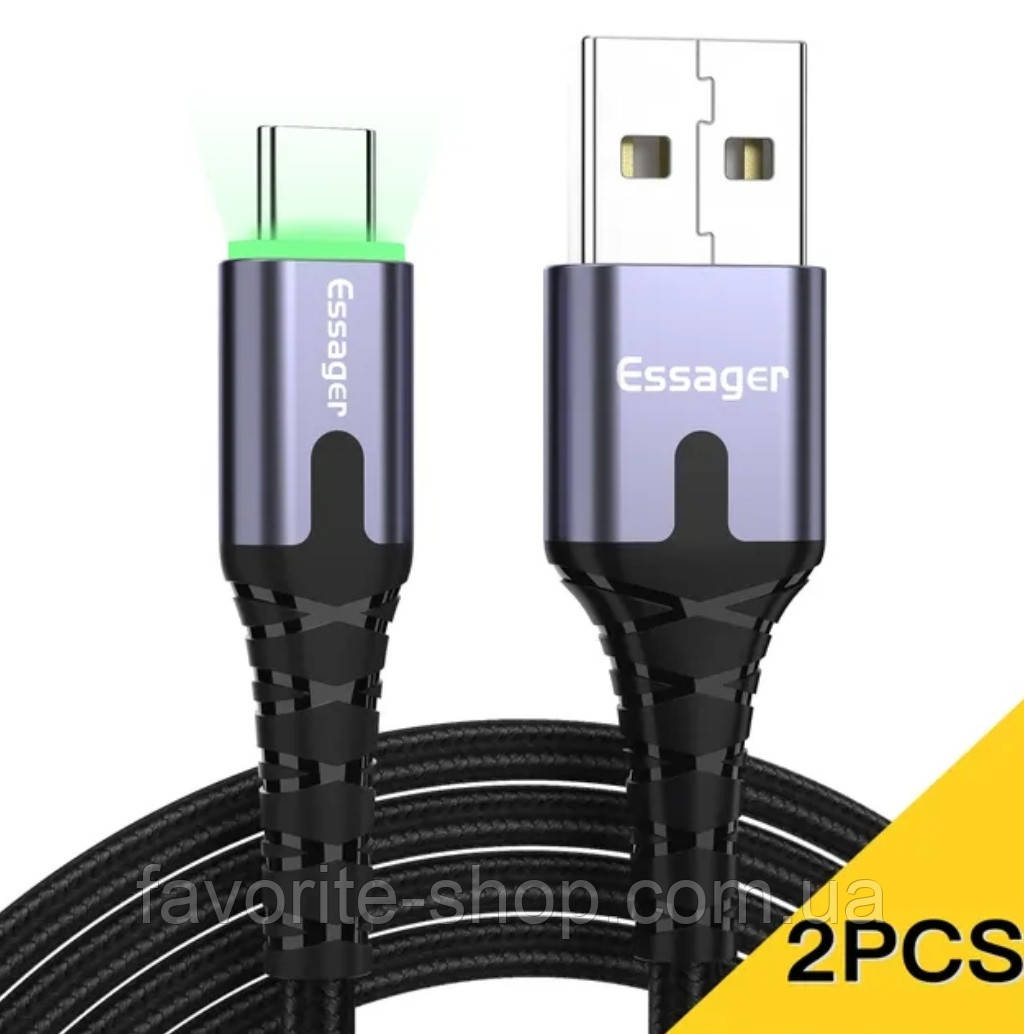 Набір кабелів 2 штуки Type-C to USB-A Essager 3A (1.0m+1.0m)