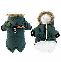 Зимняя куртка для собак с капюшоном и кольцом для поводка