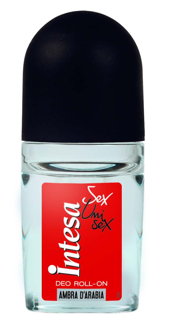 Дезодорант кульковий від поту із запахом бергамоту INTESA DEO ROLL ON SEX UNISEX GLASS AMBRA