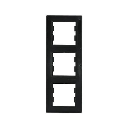 Рамка Schneider Electric Asfora антрацит тримісна вертикальна EPH5810371, фото 3
