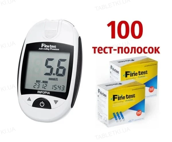 Глюкометр + тест полоски 100 шт. Fine test Auto-coding Premium