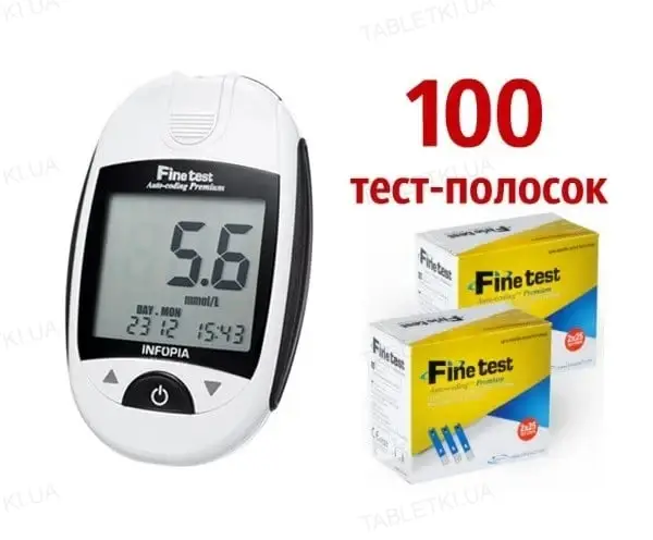 Глюкометр + тест полоски 100 шт. Fine test Auto-coding Premium (ID ...