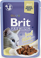 Влажный корм для кошек с филе говядины в желе Brit Premium Cat Beef Fillets Jelly pouch 85 г