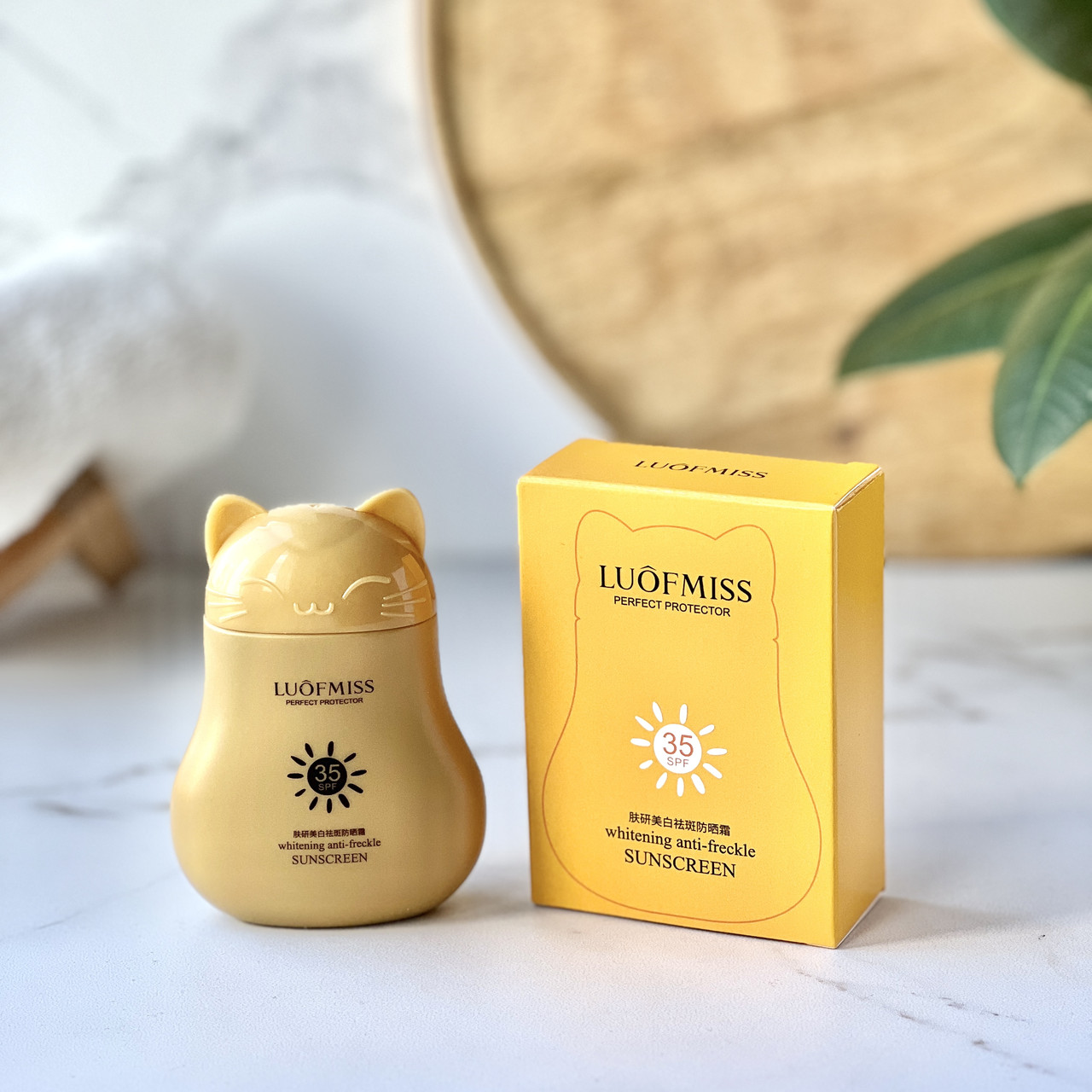 Сонцезахисний крем SPF 35+ Luofmiss, 30 мл проти пігментації натуральний з вітамінами, проти пігментації