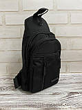 Чоловіча міська однолямкова сумка JingPin через плече нагрудний месенджер слінг-сумка чорна, фото 2