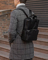 Кожаный мужской рюкзак №3, натуральная кожа итальянский Краст, цвет Черный