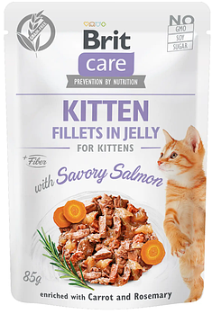 Беззерновий вологий корм для кошенят з лососем та морквою Brit Care Cat pouch 85 г
