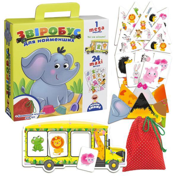 Гра з мішечком Vladi Toys Звіробус, для найменших, українською мовою 26 деталей VT2906-02