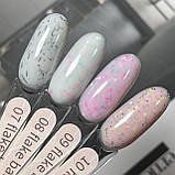 База GeliX Flake  с хлОпушками №8  молочна з рожевими та бірюзовими паєтками, фото 7